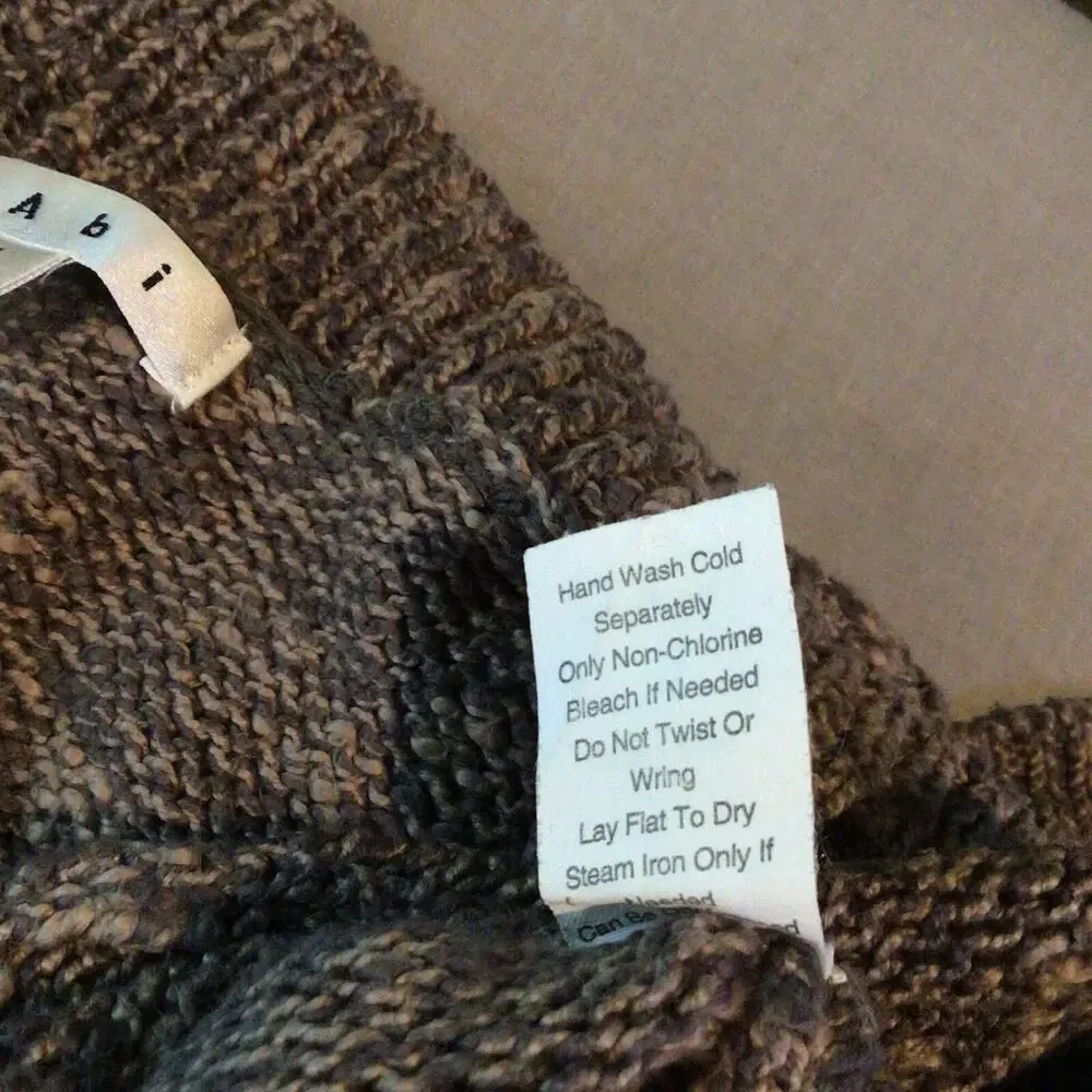 CAbi Brown/Gray Marled Open Front Long Cardigan Cotton Style 880 Size L - Picture 9 of 9